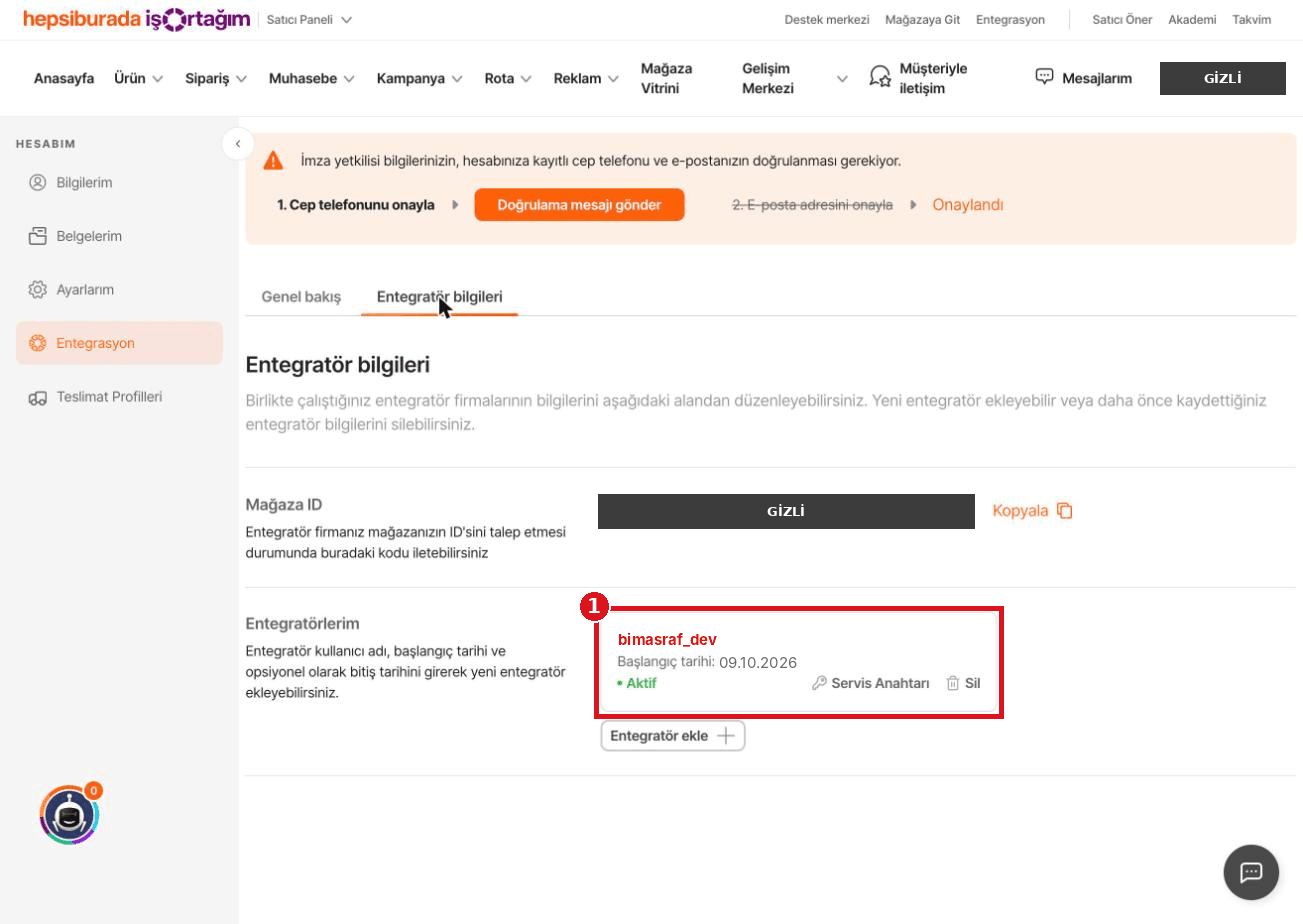 Aktif entegratör listesi